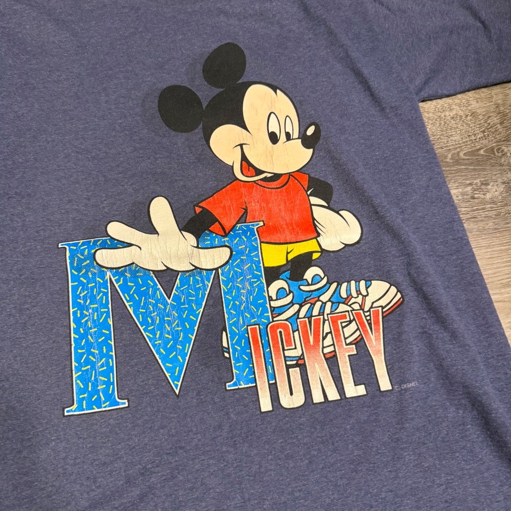 Vintage Mickey Unlimited Disney T Shirt Mens Medium Blue 90s Made in USA Graphic - Picture 2 of 4